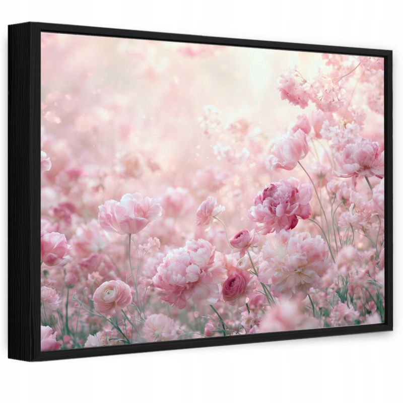 Obraz Na Ścianę W Ramie WALLARENA Do Sypialni Salonu Na Płótnie Kwiaty Abstrakcja Piwonie Różowy 120x80 cm PPR16744O20 1 szt.