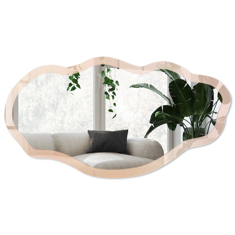 Lustro nieregularne asymetryczne w szklanej ramie z grafiką Wallfluent 52x97 cm Pastelowy nastrój Do sypialni 1 szt.