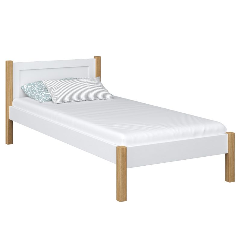 Drewniane łóżko N-WOOD pojedyncze N02 biało dębowy 100x180 1szt.