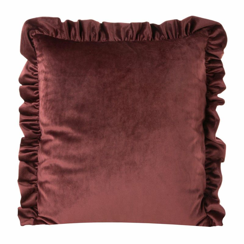 Poszewka Velvet Eurofirany dekoracyjna na poduszkę 45x45 cm Falbana Czerwona 1 szt.