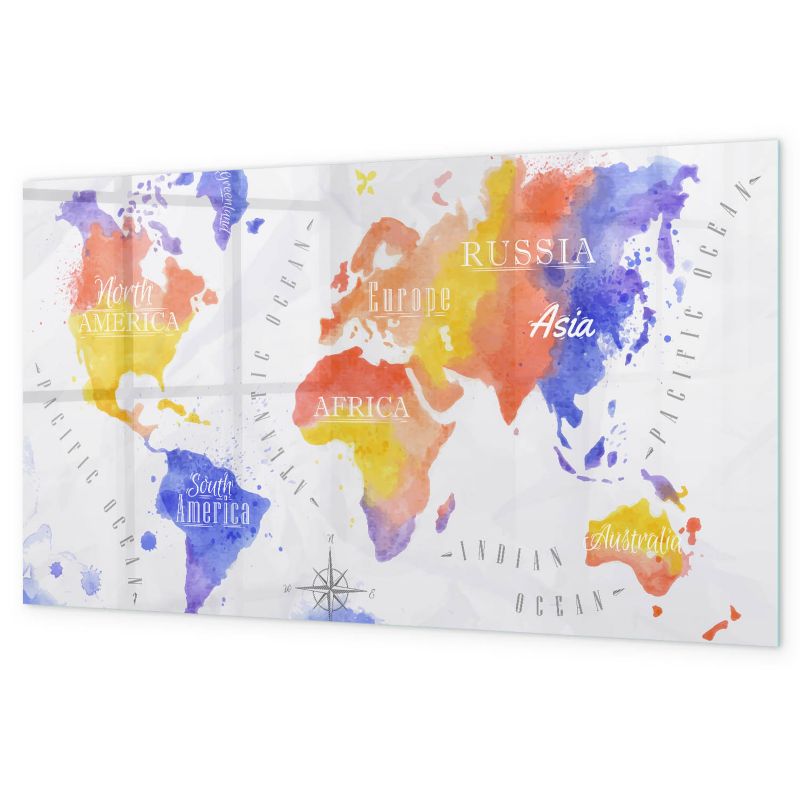 Tablica Magnetyczna Suchościeralna Tulup 120x60 cm Malowana mapa świata Na notatki i zdjęcia Czarny marker 1 kpl