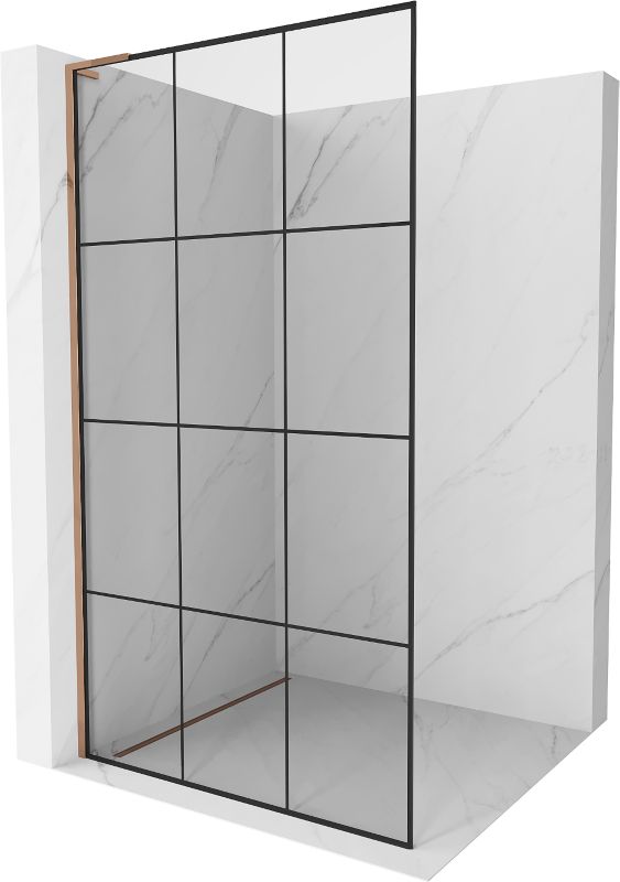 Ścianka prysznicowa Mexen Kioto czarny wzór różowe złoto 110x200 cm 800-110-103-60-77 1 szt.