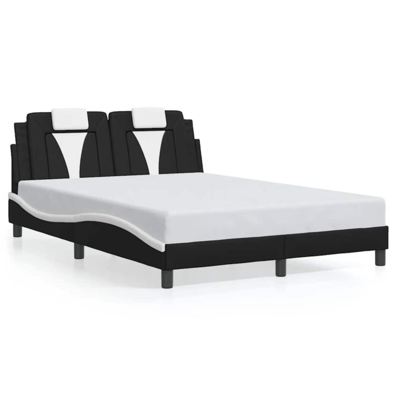 Łóżko tapicerowane WaszeMeble 135x190 cm Czarno-Biały skóra WM-3208094 1 szt.