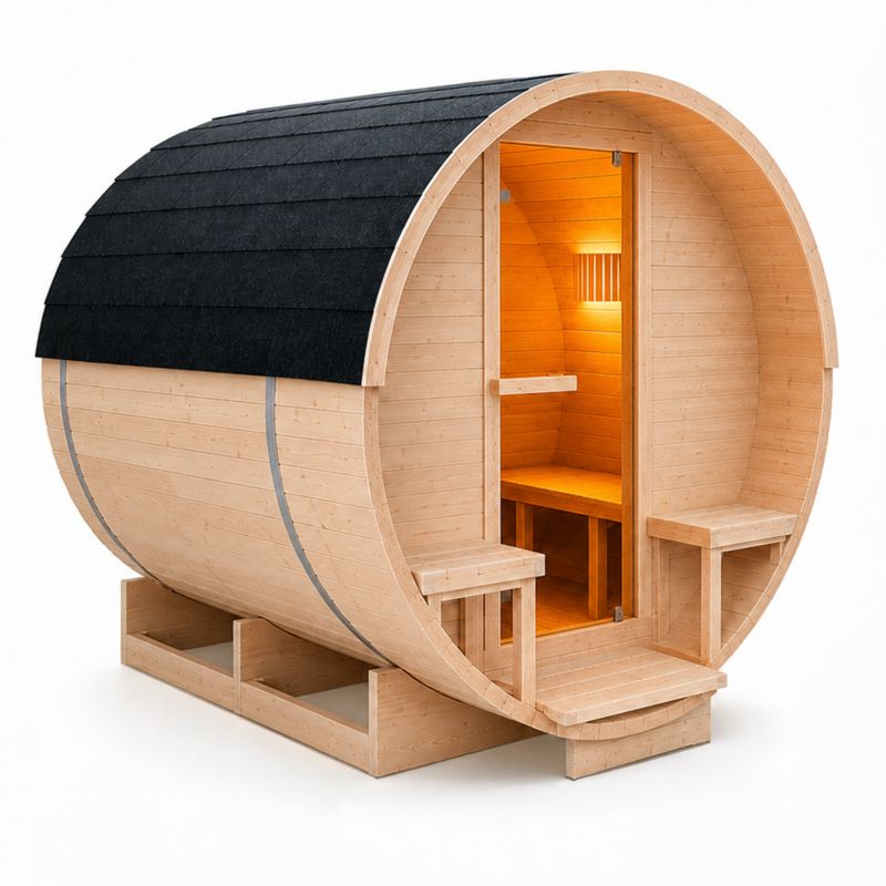 Sauna ogrodowa TECHGLOBE beczka 220x240cm + piec elektryczny 9kW 1szt.