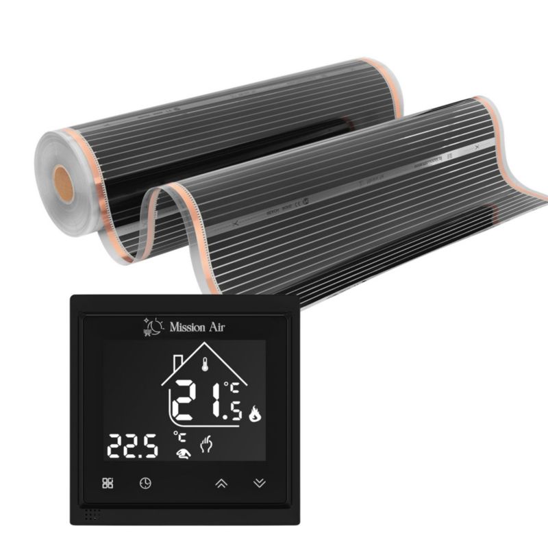 Zestaw folii grzewczej na podczerwień Mission Air Silver 160W 1,5m²,szer.100cm +Libra Czarny 1szt