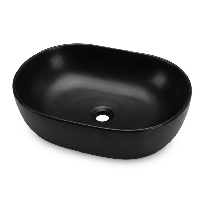 Umywalka nablatowa AKORD owalna ELIPSE ceramiczna 49 cm Czarny mat 1 szt.