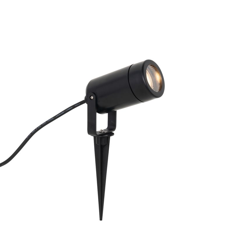 Nowoczesny reflektor z kolcem do ogród Qazqa Solo Eco 284 czarny max 4W kompatybilny z żarówką LED GU10 IP65 1 szt.