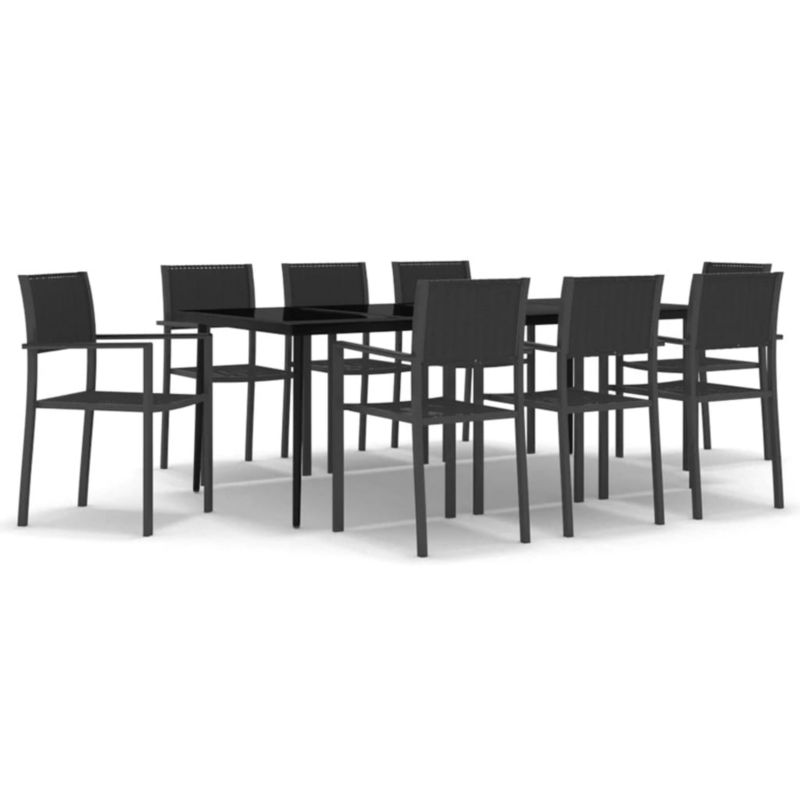 Zestaw mebli ogrodowych jadalniany WaszeMeble 8-osobowy HDPE i stal czarny WM-3099280 1 kpl