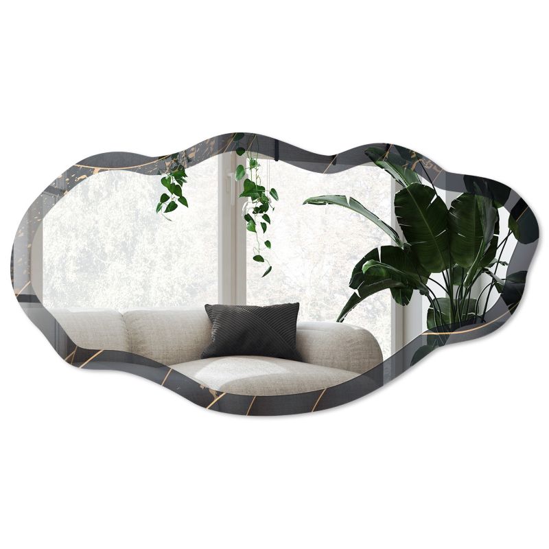 Lustro nieregularne w ramie Wallfluent 52x97 cm Falowa abstrakcja Do przedpokoju / do holu / do korytarza 1 szt.