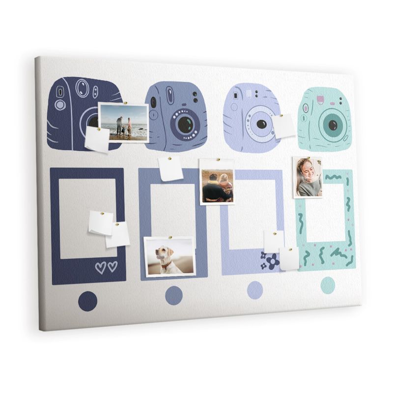 Organizer Ścienny Tablica Korkowa Na Płótnie Tulup 140x100 cm Ramki polaroidowe Pinezki metaliczne 1 kpl