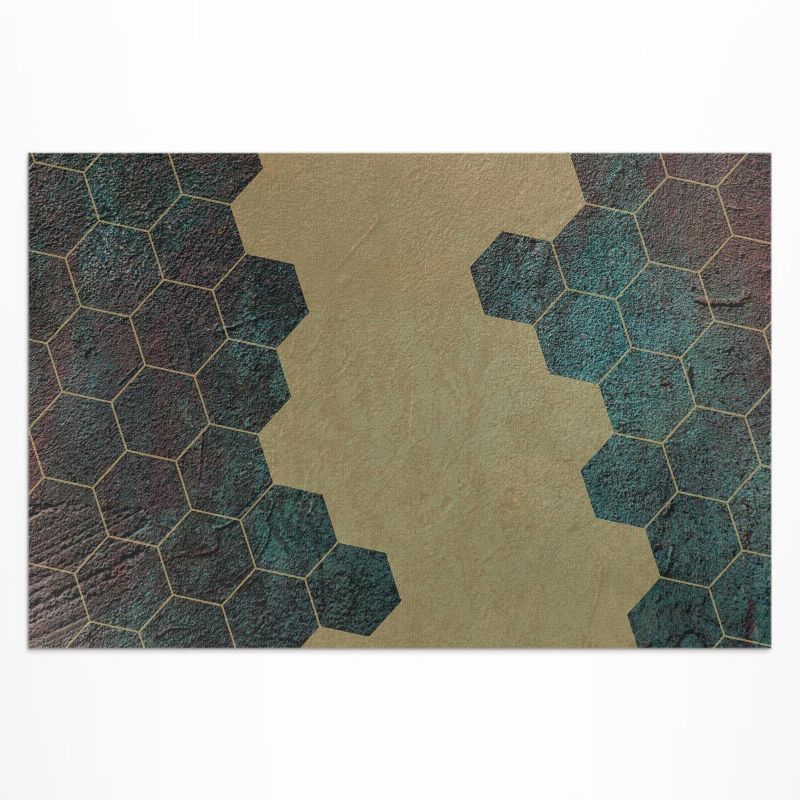 Dywan Winylowy Zewnętrzny Wallfluent 60x90 cm Betonowe heksagony nowoczesny design 1 szt.