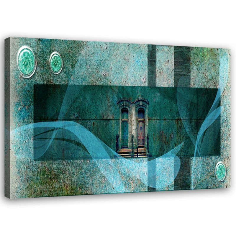 Obraz na płótnie Feeby Okno architektura turkusowy 100x70cm 1szt