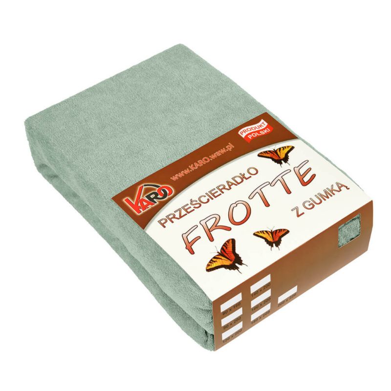 Prześcieradło frotte z gumką KARO 200x220 oliwkowe 1 szt.