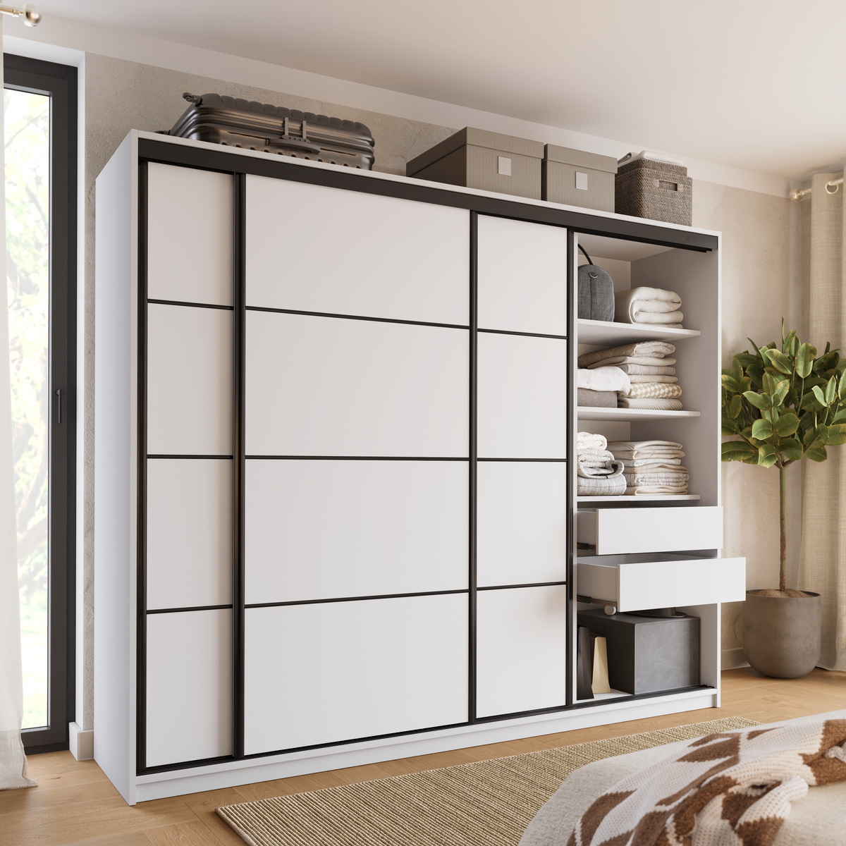 Biała szafa przesuwna 250 cm LOFT
