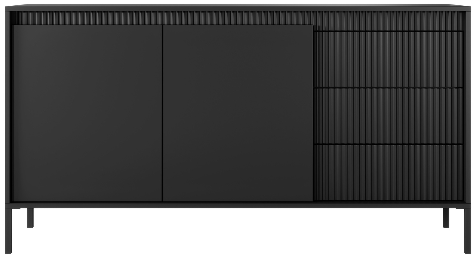 Dwudrzwiowa czarna komoda z szufladami 153,5 cm SAREVO