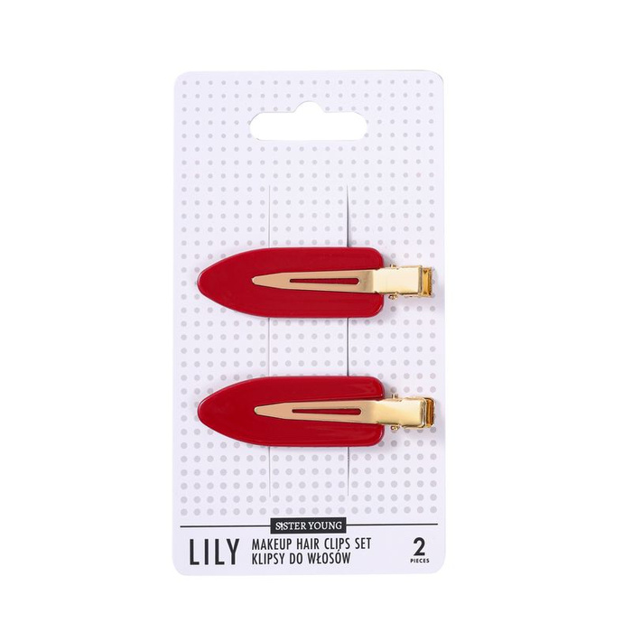 Sister Young LILY Klipsy do Włosów do Makijażu Zestaw 2 Sztuki Red