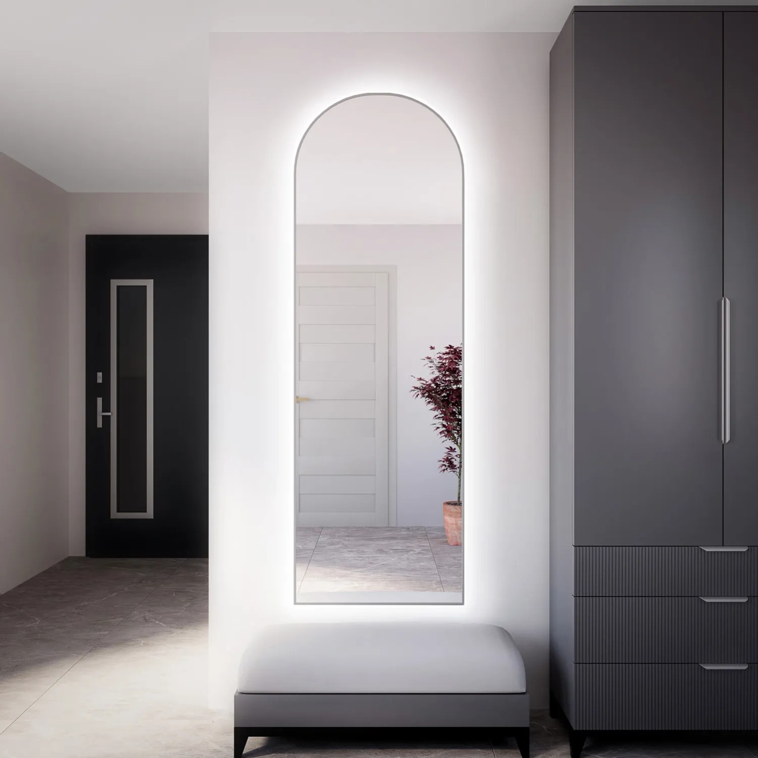 Lustro LED Pastille CutSrebrne Zimne 140x60
