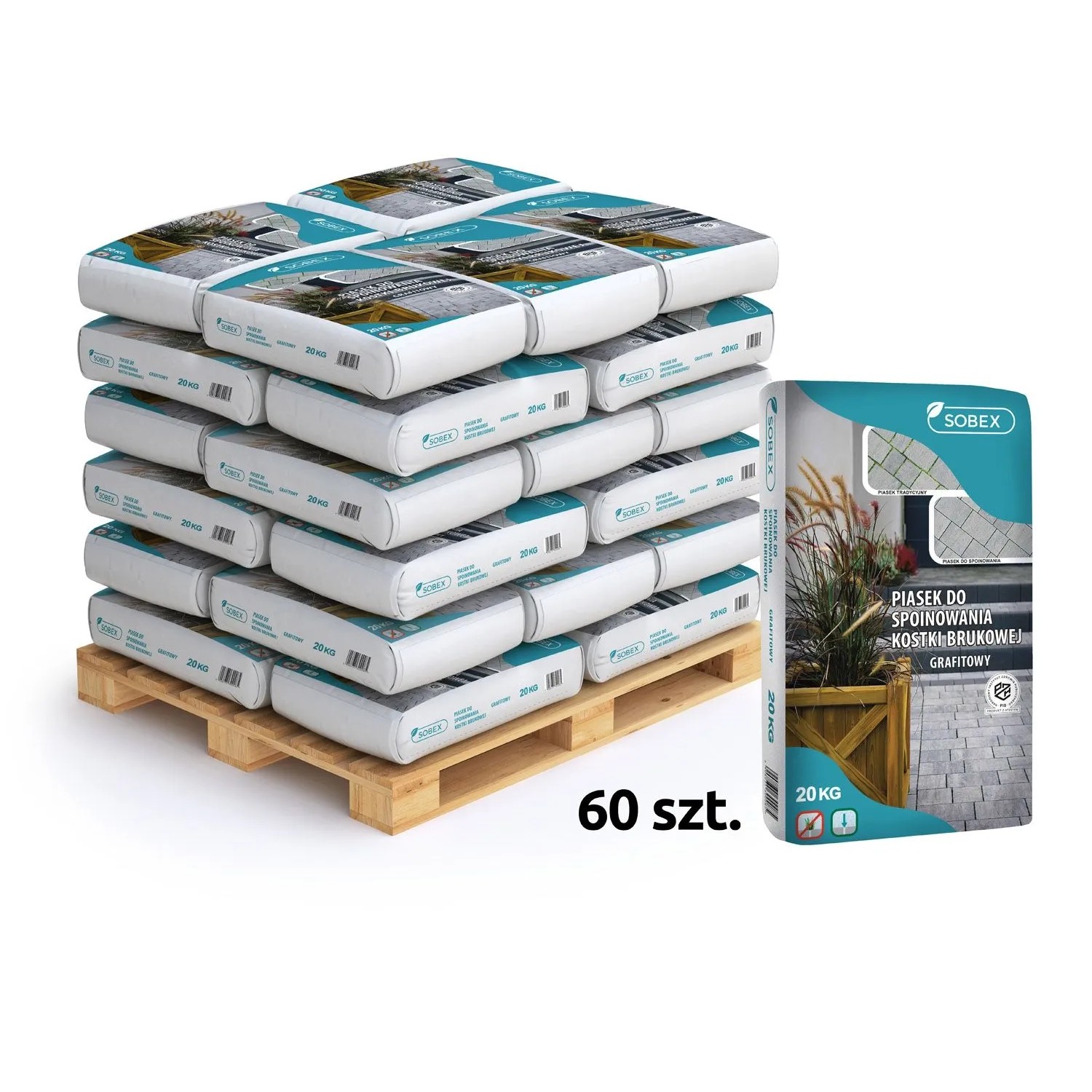 Sobex Piasek do spoinowania kostki brukowej grafitowy - 60 x 20 kg