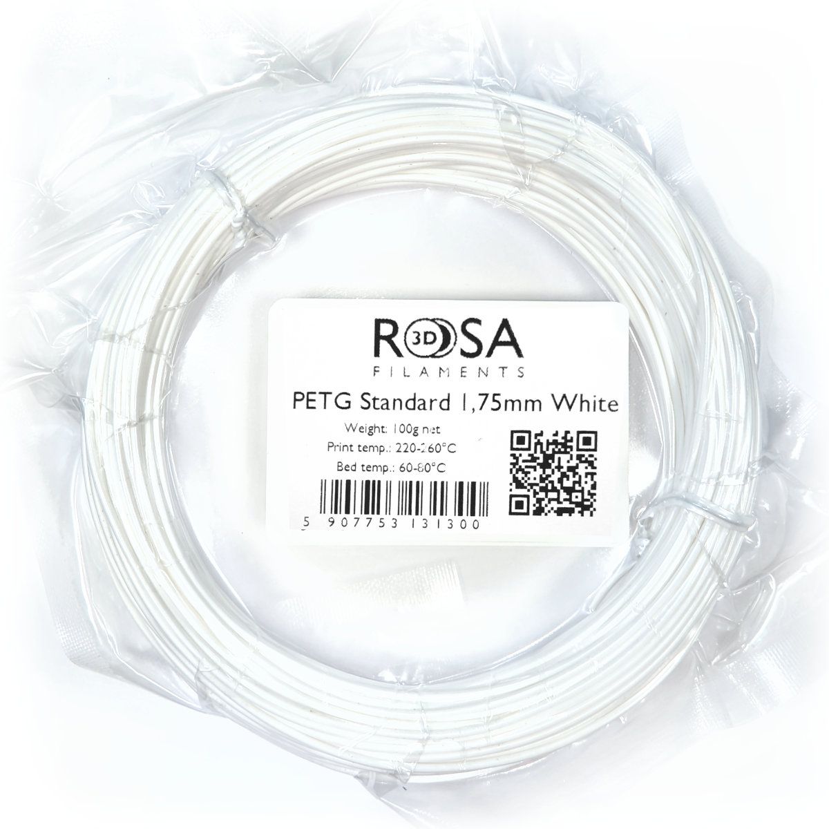 FILAMENT 3D PET-G Standard HS White (100g / 1.75mm)