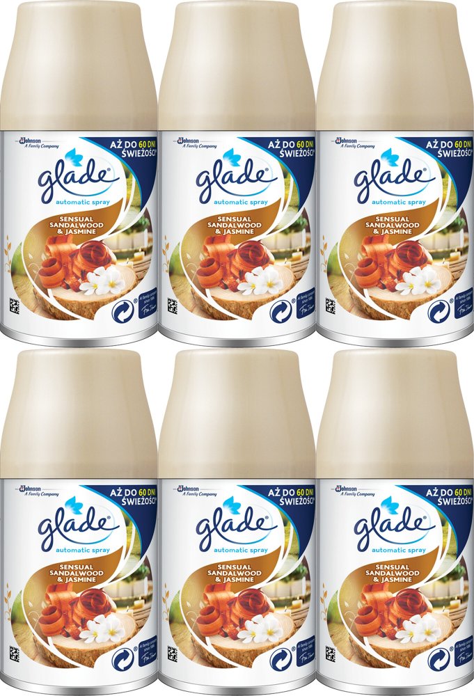6x Wkład do odświeżacza Glade by Brise Automatic Spray, Drzewo sandałowe i Jaśmin, 269ml