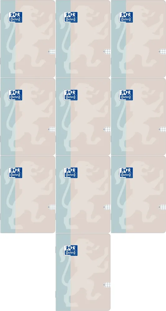 10x Zeszyt w kratkę Oxford B-Light, A5, 60 kartek, mix kolorów pastelowych