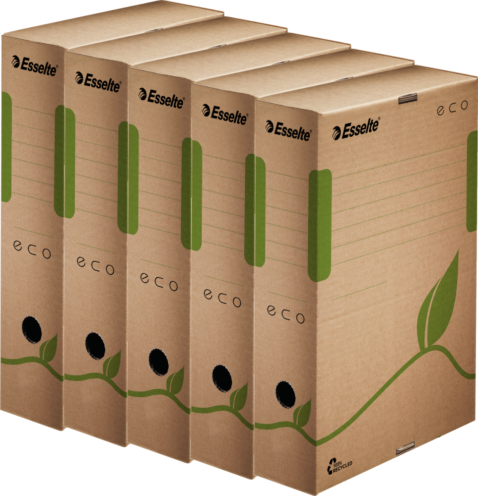 5x pudło archiwizacyjne Esselte Eco, do luźnych dokumentów, 80mm, brązowy