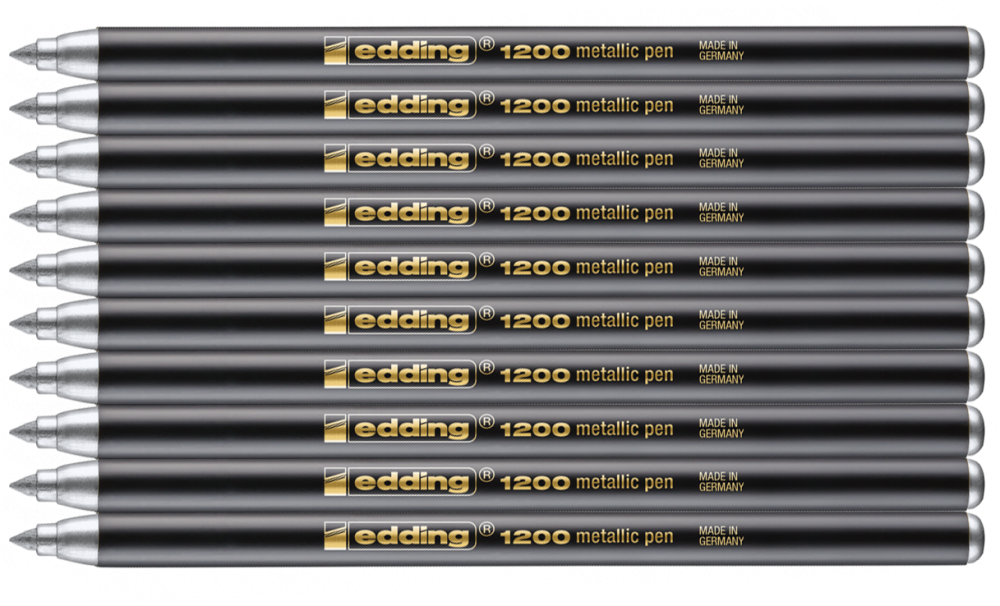 10x Pisak edding 1200 Metallic, 1-3 mm, srebrny