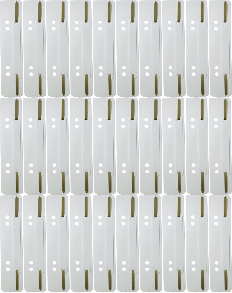 100x Wąsy skoroszytowe spinające dokumenty Durable, 25 sztuk, biały