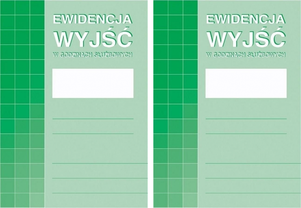 2x Druk akcydensowy Ewidencja wyjść w godzinach służbowych MiP 574-1, A4, offsetowy, 16k