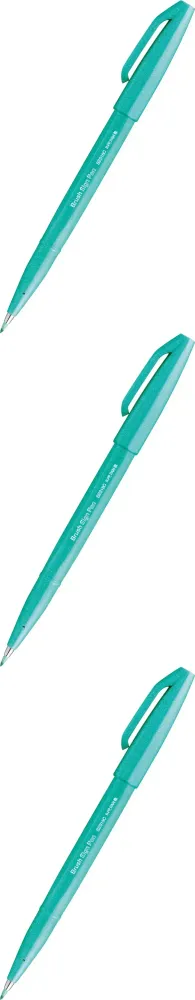 3x Pisak pędzelkowy do kaligrafii Pentel Brush Sign Pen SES15C, 2.07mm, szmaragdowy
