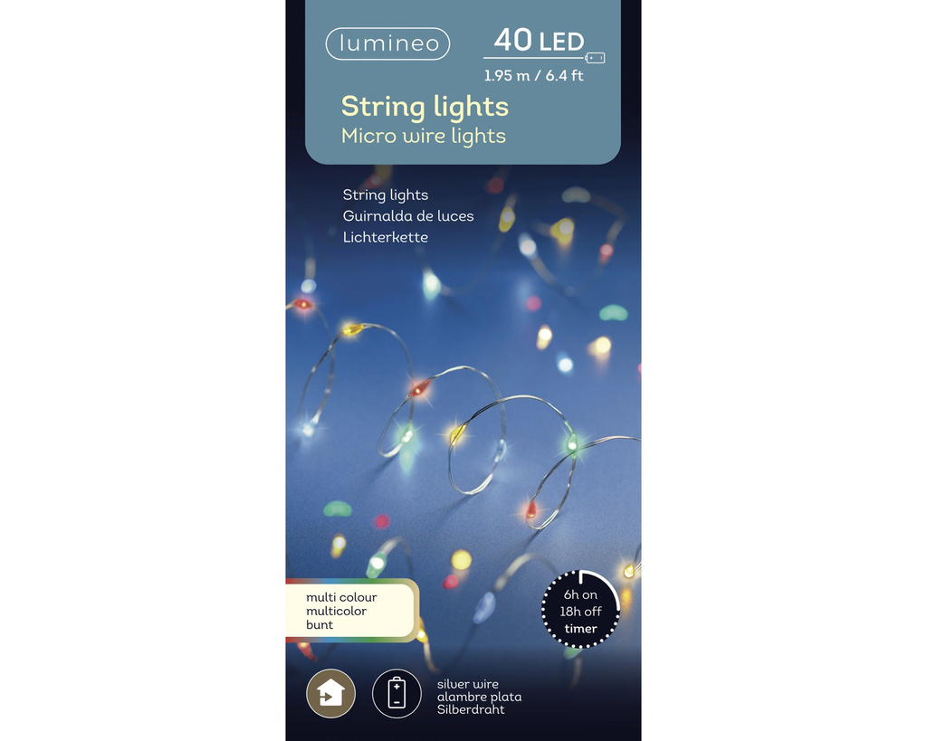 Lampki na baterie 40 mikro LED 1,95m multicolor