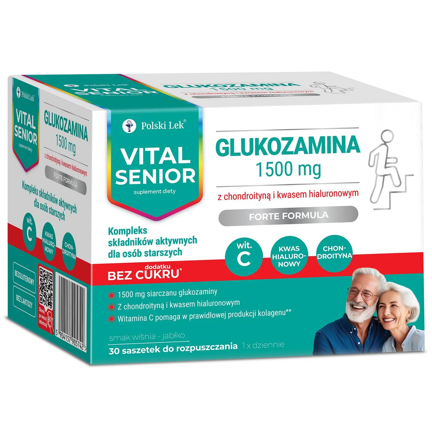 Vital senior glukozamina 1500 mg, smak wiśnia-jabłko, 30 saszetek