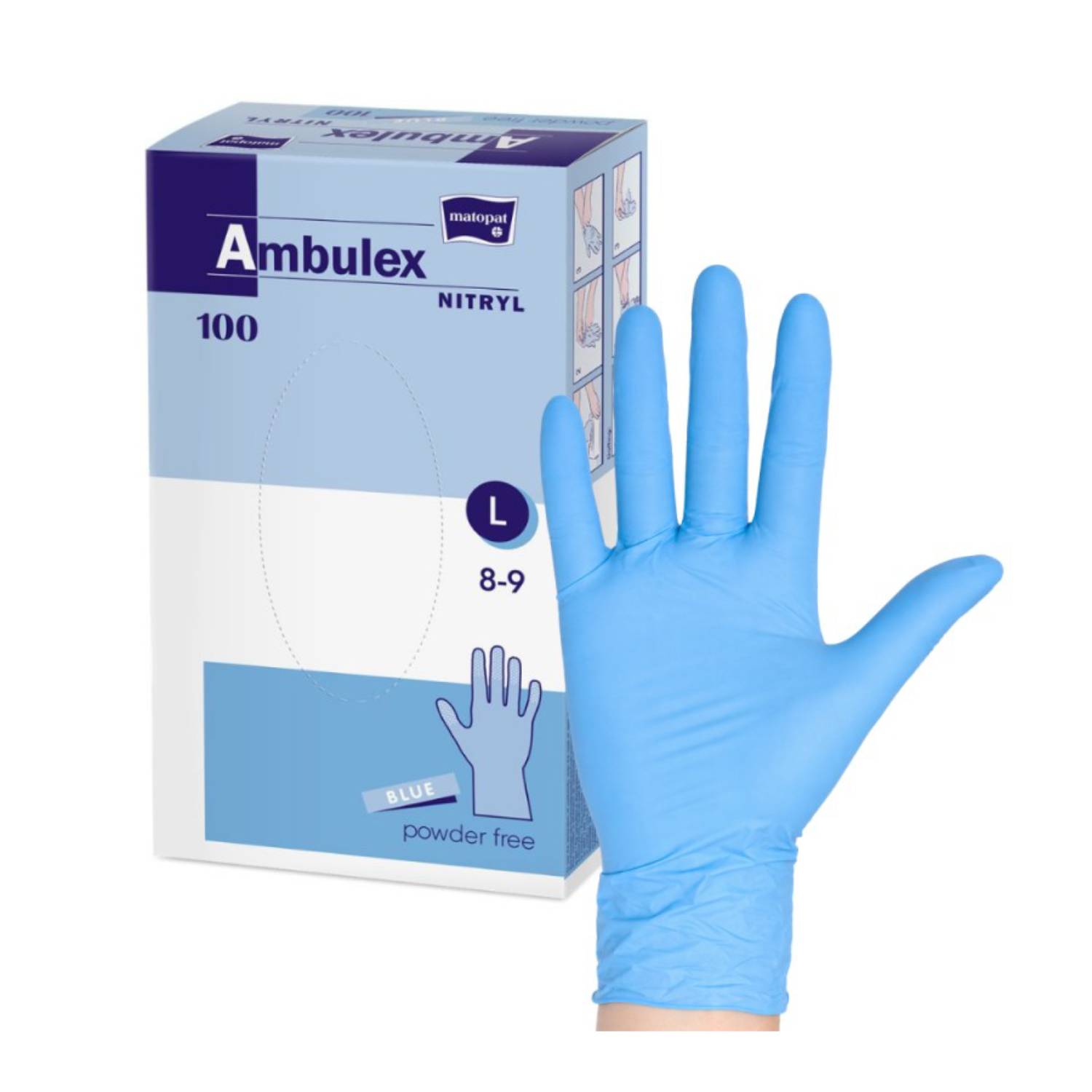 Ambulex - rękawice nitrylowe niejałowe, rozmiar l, 100 sztuk