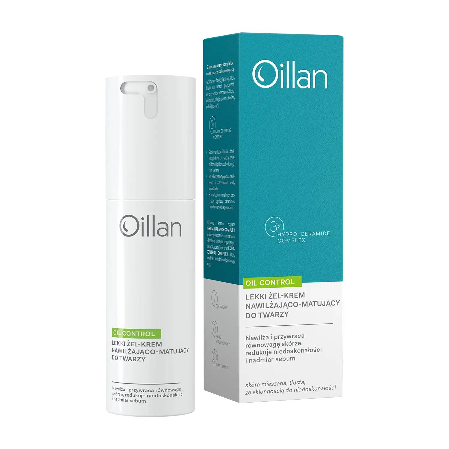 Oillan oil control - lekki żel-krem nawilżająco-matujący do twarzy, 50 ml