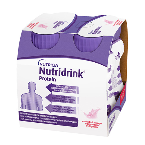 Nutridrink protein - o smaku truskawkowym, płyn, 4 x 125 ml