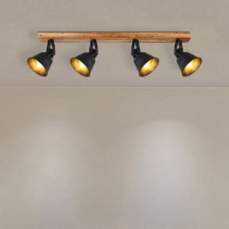 Globo Lighting Günther lampa podsufitowa 4x60W czarny/drewno 15466S-4