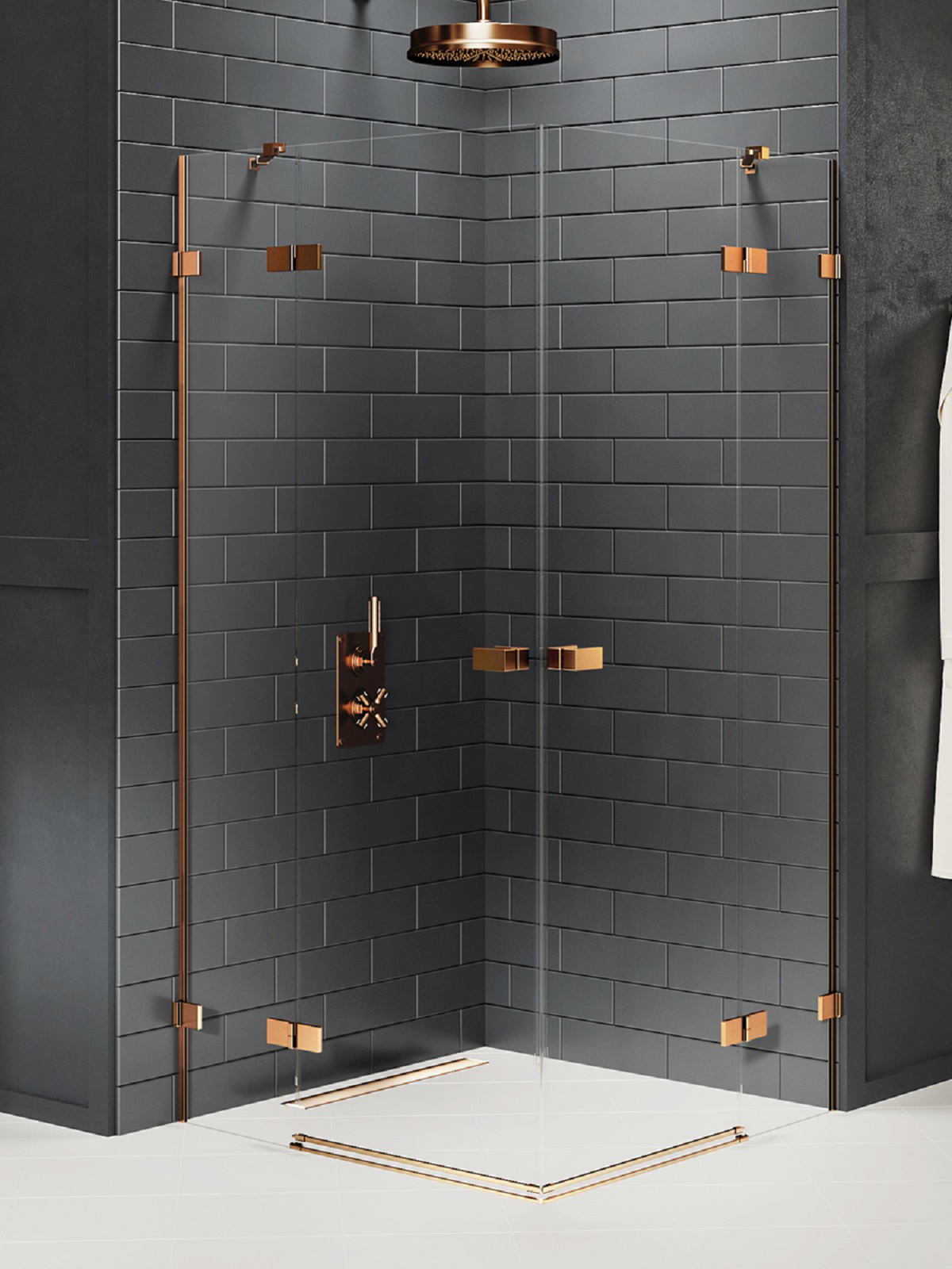 New Trendy Avexa Copper Brushed kabina prysznicowa 90x100 cm prostokątna miedź szczotkowana/szkło przezroczyste EXK-3672