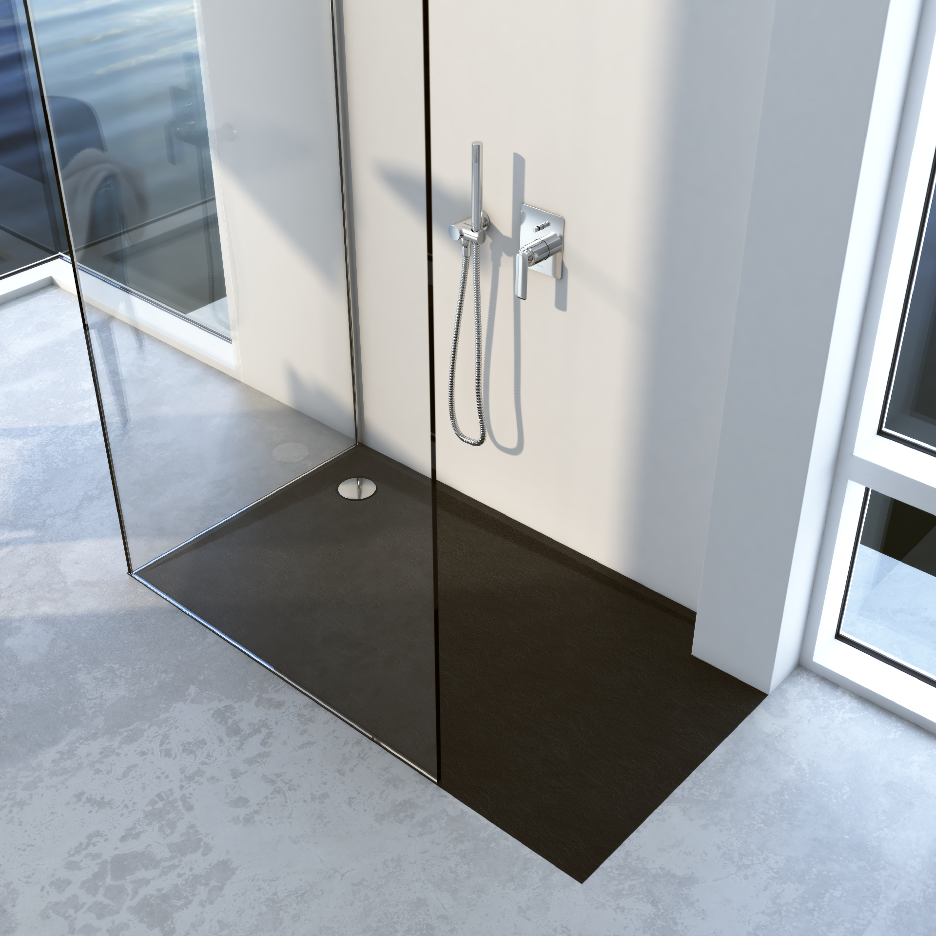 Schedline Libra Black Stone brodzik prostokątny 90x80 cm czarny 3SP.L1P-8090/C/ST