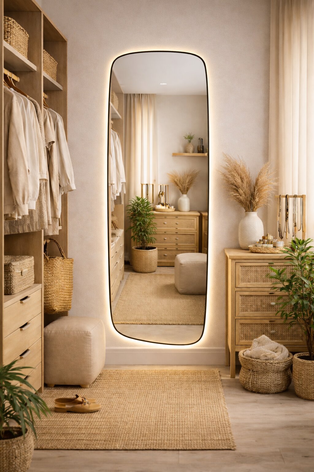 Baltica Design Stone Calm L lustro 155x50 cm z oświetleniem LED rama czarna barwa neutralna