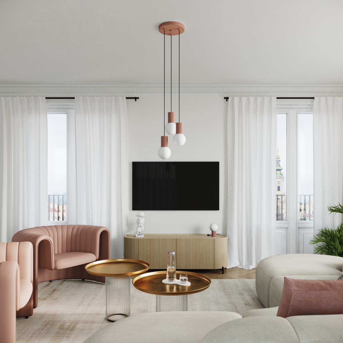 Sollux Lighting Halo lampa wisząca 1x8 W biała-mocca SL.1734