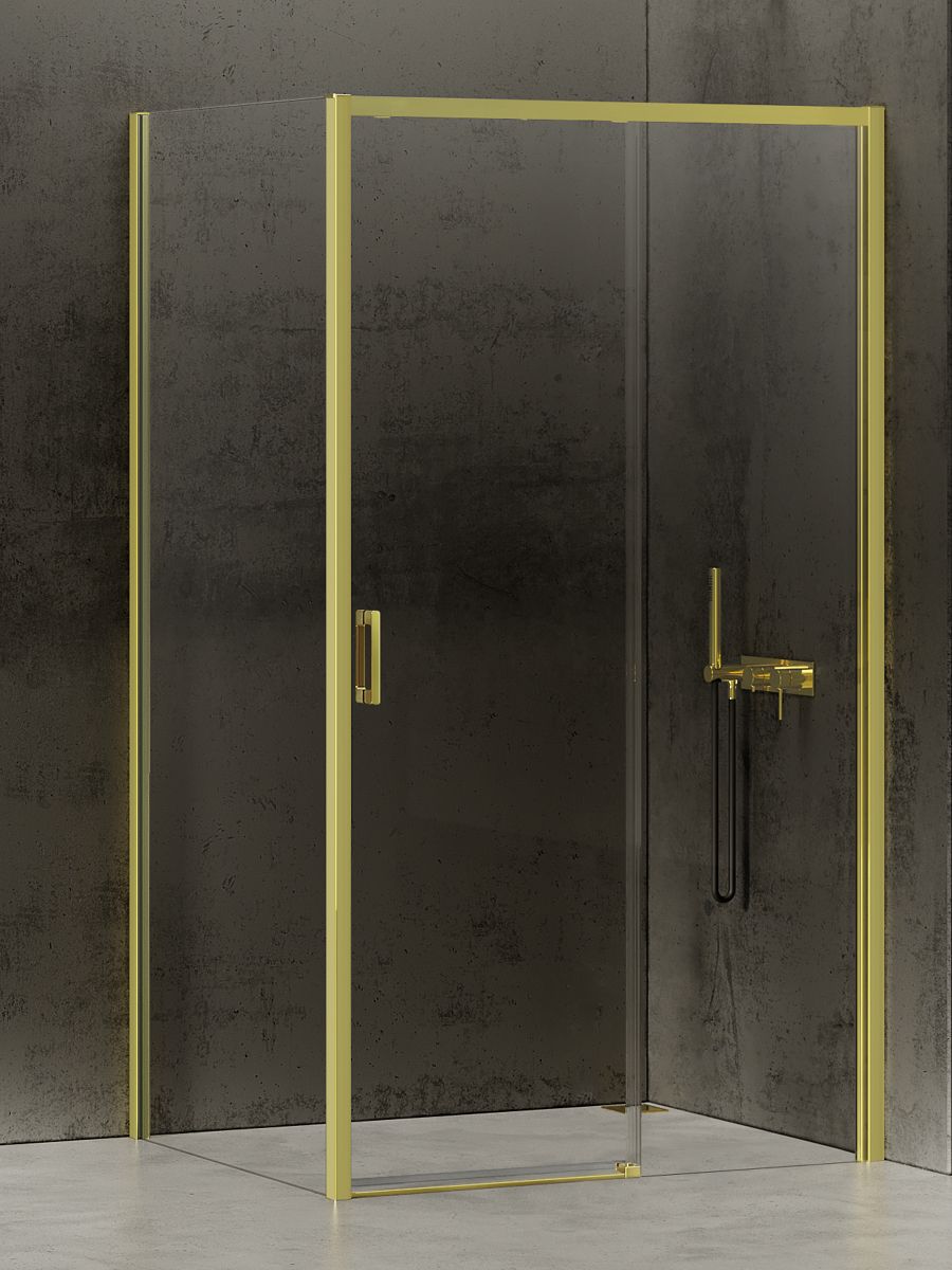 New Trendy Prime Light Gold kabina prysznicowa 140x80 cm prostokątna prawa złoty/szkło przezroczyste D-0429A/D-0223B