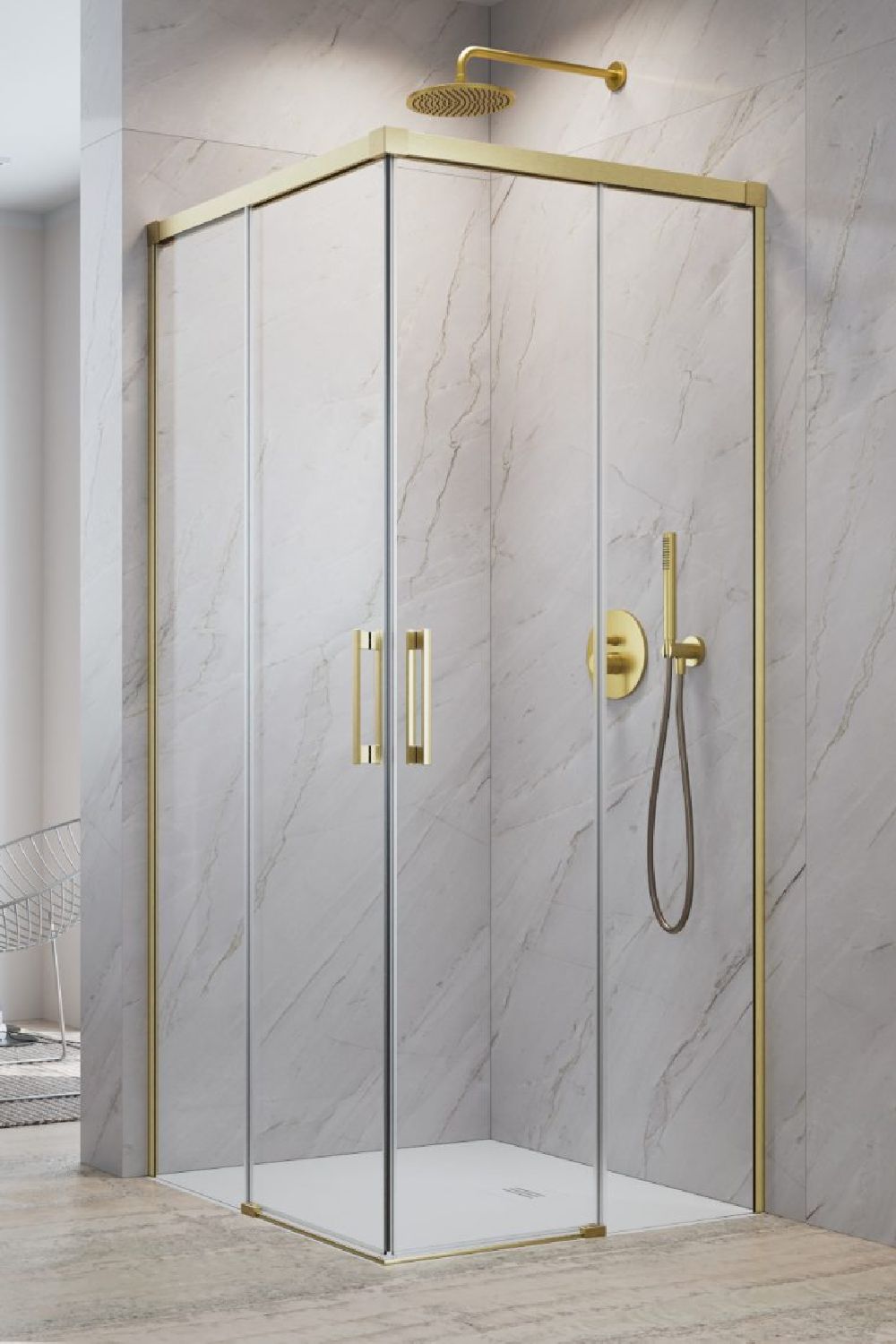 Radaway Idea Brushed Gold KDD drzwi prysznicowe 70 cm rozsuwane złoty szczotkowany/szkło przezroczyste 387065-99-01R
