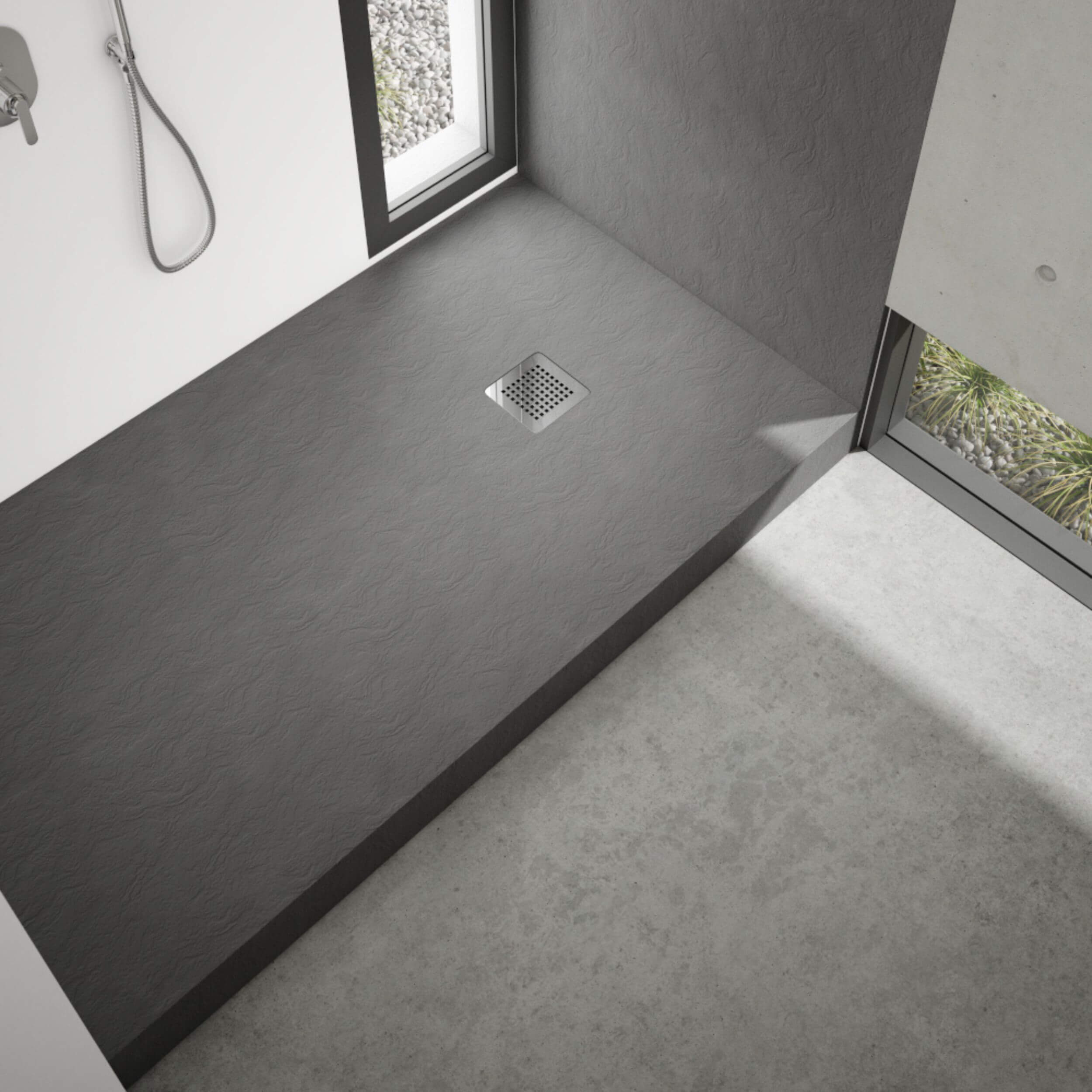 Schedpol New Horizons Grey Stone brodzik prostokątny 120x100 cm szary 3.3325/S/ST-M2
