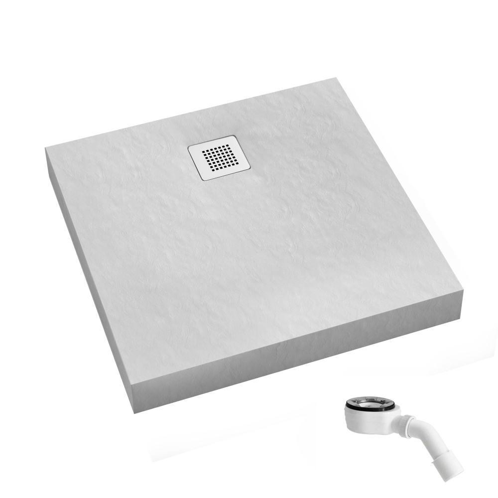 Schedpol New Horizons White Stone brodzik kwadratowy 100x100 cm biały 3.3402/B/ST-M2