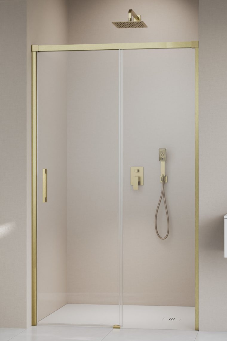 Radaway Idea DWJ drzwi prysznicowe 130 cm wnękowe prawe złoto szczotkowane/szkło przezroczyste 387017-99-01R