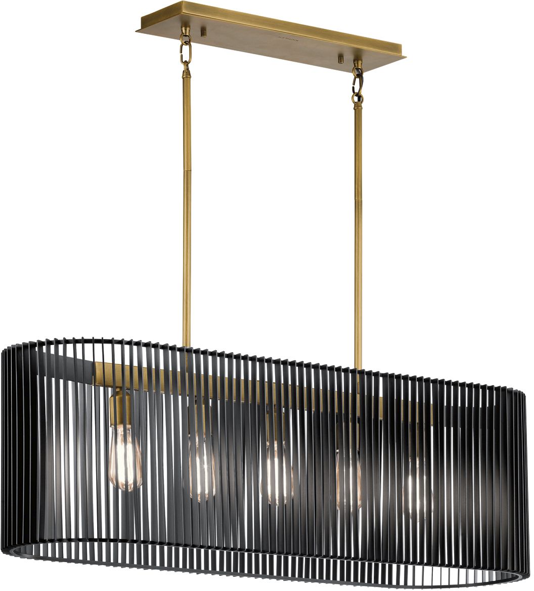Quintiesse Linara lampa wisząca 5x60 W czarna-mosiądz QN-LINARA-ISLE-BK