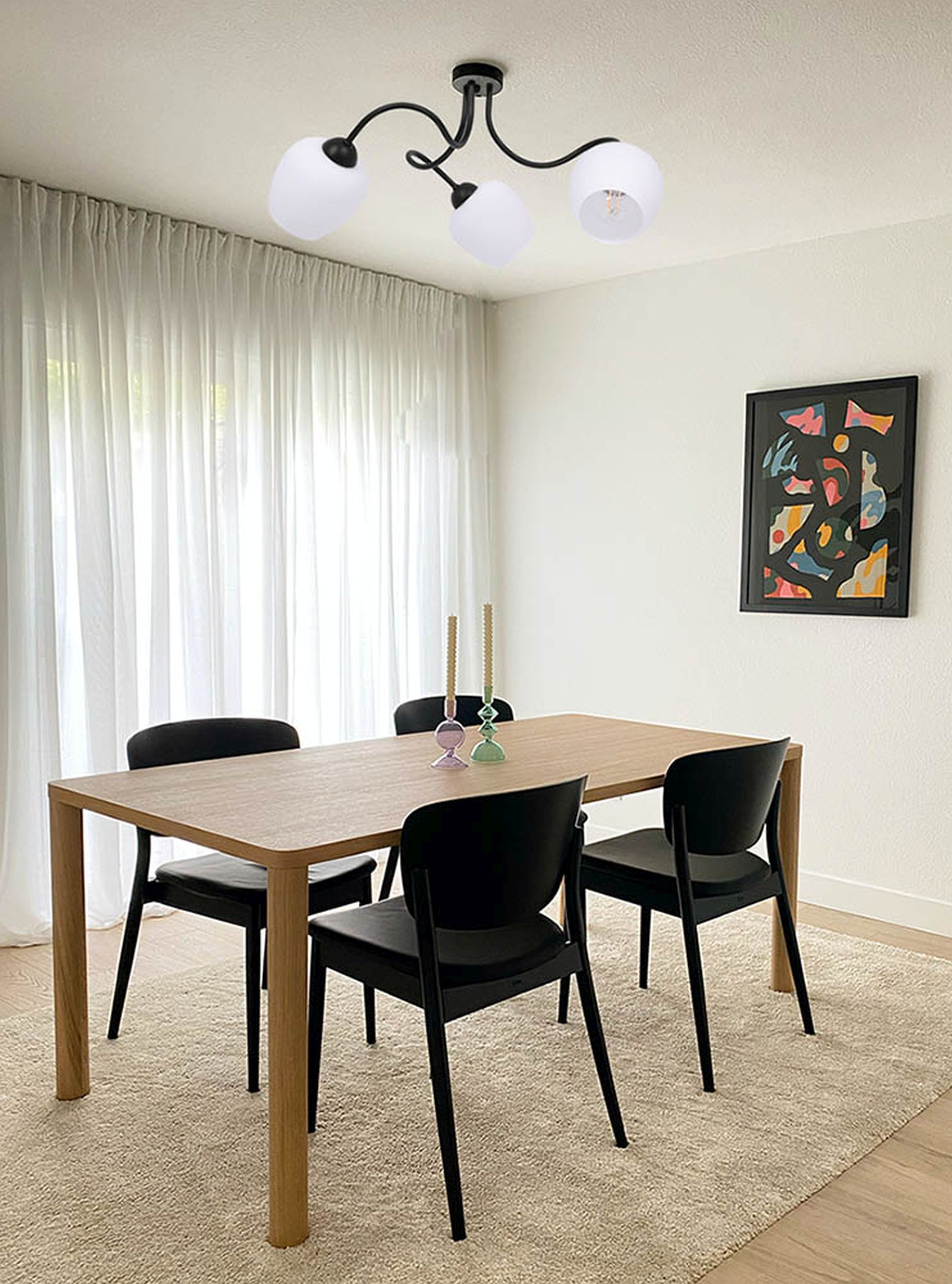 Kaja Bella lampa podsufitowa 3x60W czarny/biały K-5185