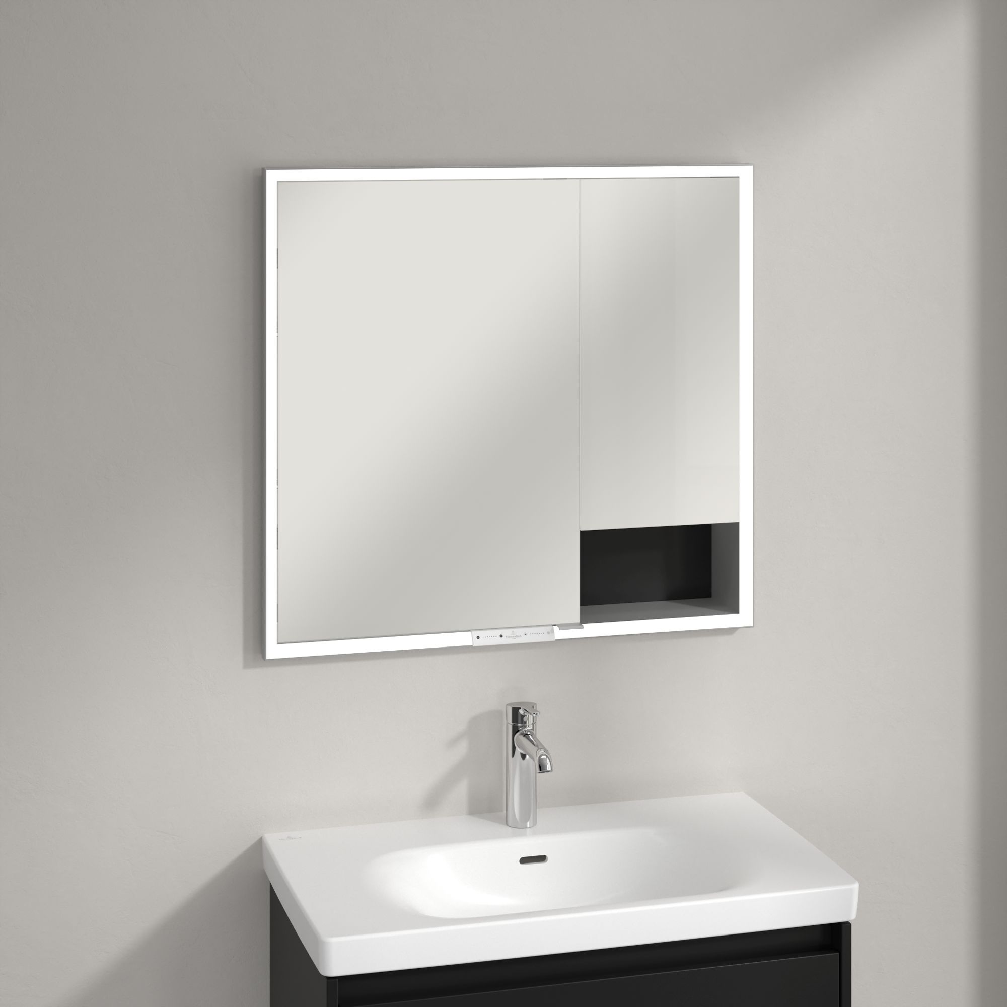 Villeroy & Boch My View+ szafka 80x16,8x75 cm z lustrem volcano black A48280VL