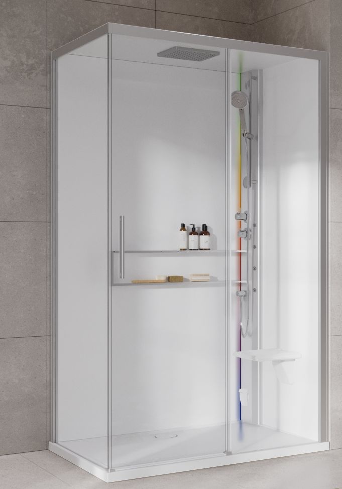 Novellini Glax 2 2.0 2P kabina z hydromasażem 120x80 cm parowa z brodzikiem prawa srebrna G222P129DT5-1BB