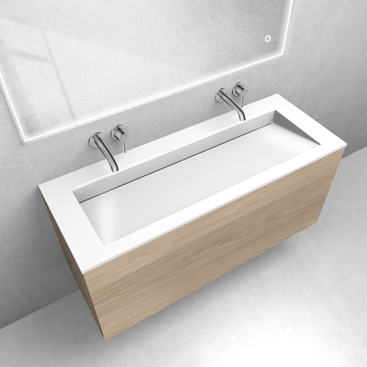 Zestaw Oltens Lun szafka podumywalkowa 120 cm z umywalką Stila LavaForm dąb/biały połysk 68764060 - Wysyłka w 24h